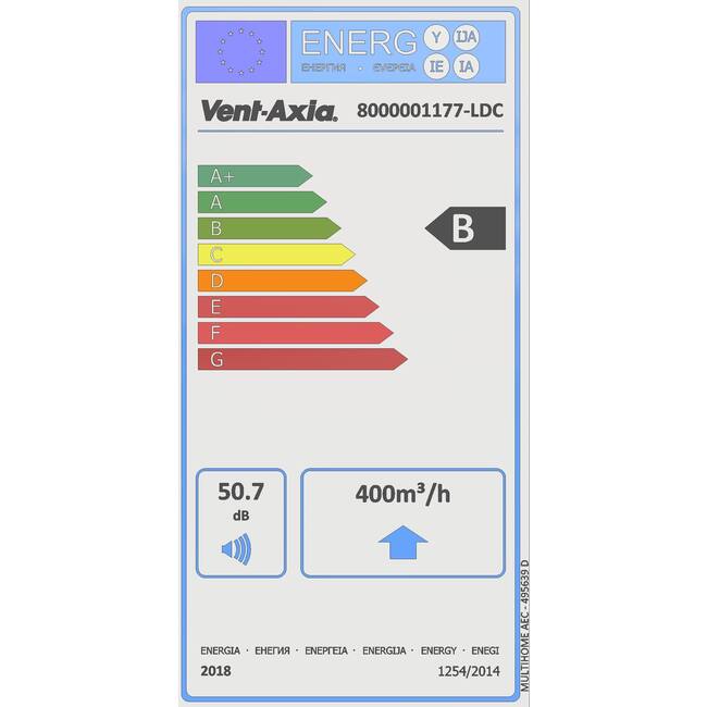 Vent-Axia Multihome AEC advance 368 m³/h Bluetooth + CO2 sensor + humidity sensor - euro plug